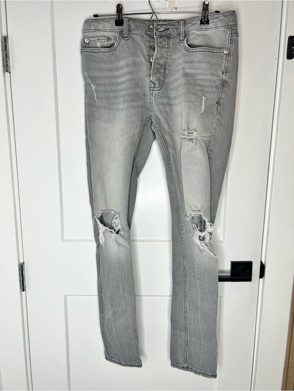 Topman Light Gray Stretch Skinny Jeans
